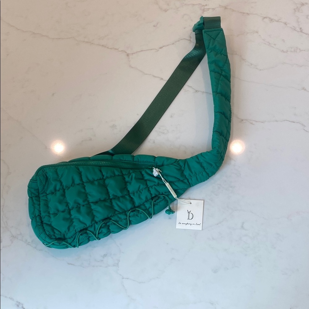 Do Everything in Love Green Quilted Crossbody Bag